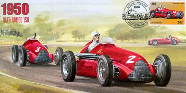 Gran Premio de Silverstone de 1950, inmortalizado en la filatelia de la época