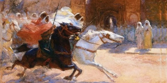 Mahoma en su caballo árabe