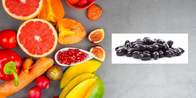 betacaroteno de las pastillas sol, también presente en algunas frutas y verduras