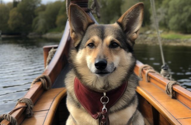 Vallhund en un barco vikingo