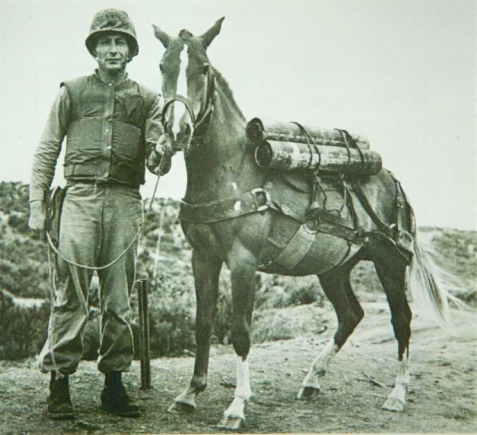 Reckless con su cuidador en Camp Pendleton en 1955